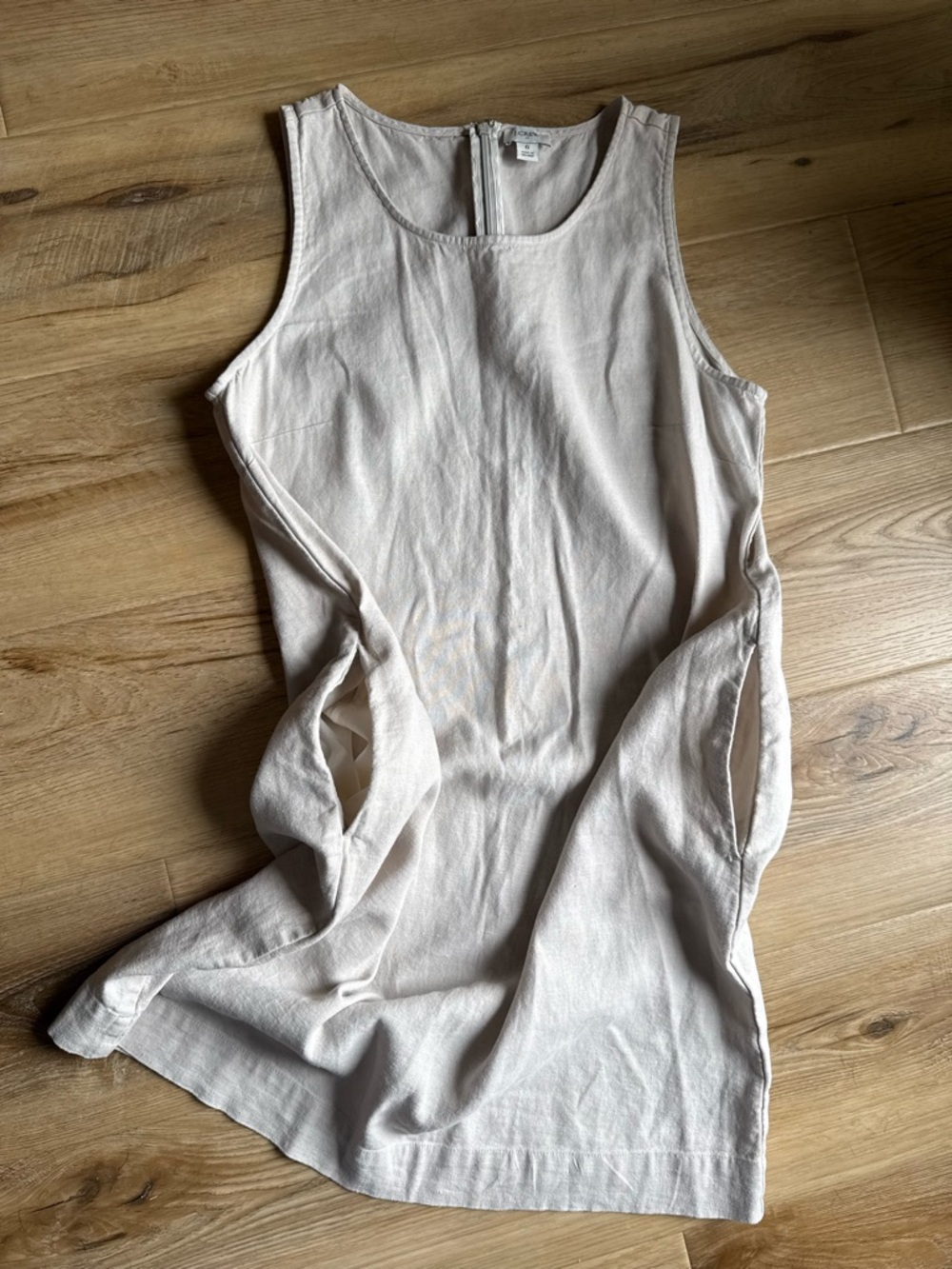 J. Crew Sleeveless Maxi Dress in Light Beige linen, viscose blend